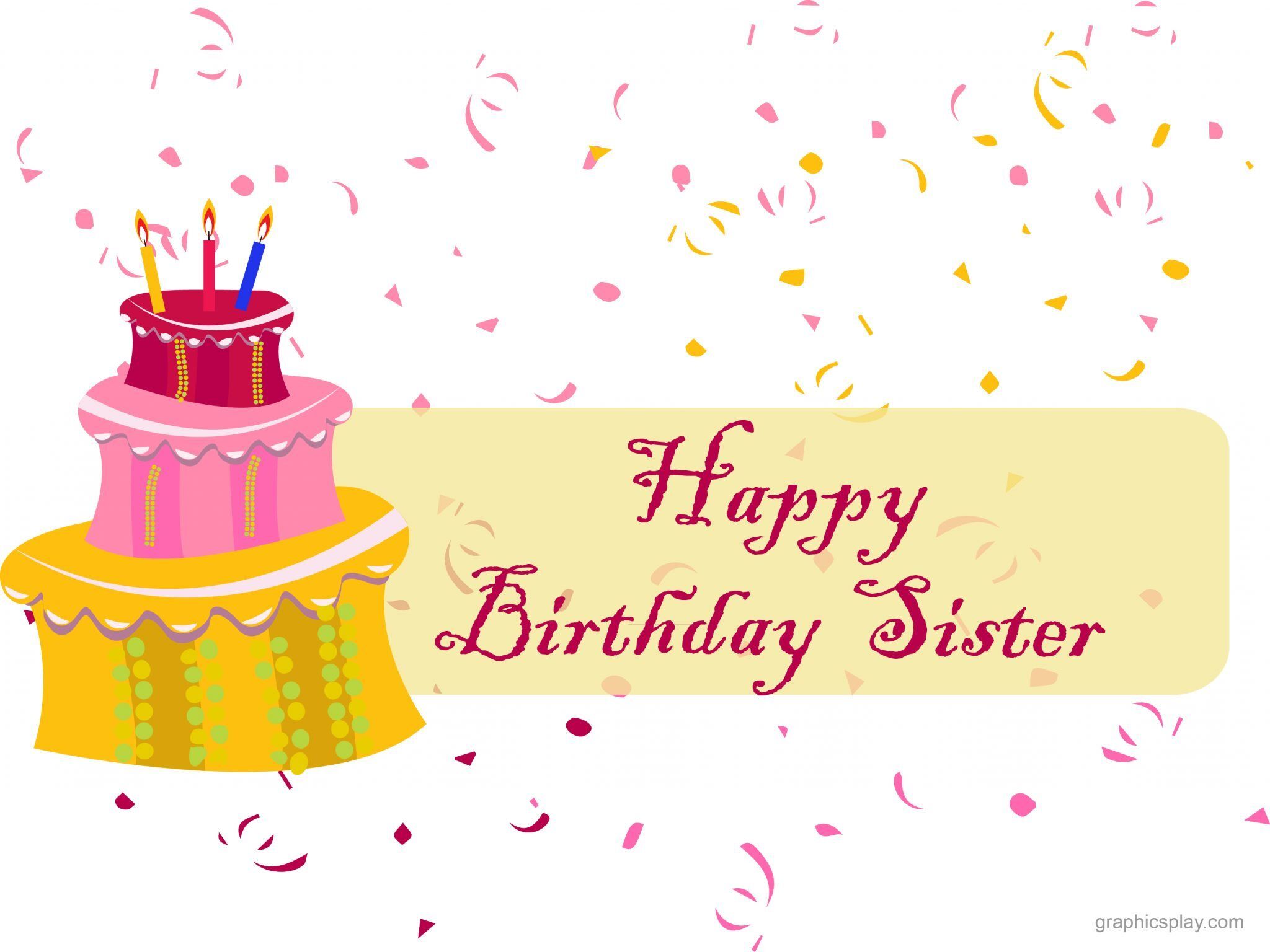  Happy  Birthday  Sister  Greeting GraphicsPlay