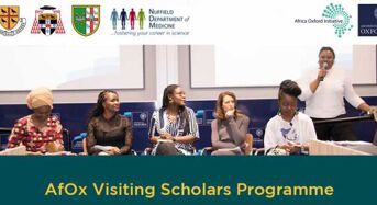AfOx Visiting Fellows Program for African Students in UK, 2018