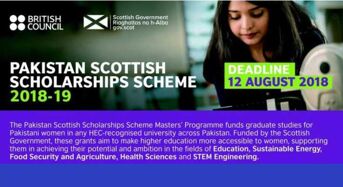 British Council Pakistan Scottish Master Scholarship Scheme in Pakistan, 2018-2019