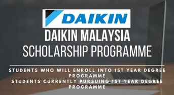 Daikin Malaysia Group Scholarship Program for Malaysian Students in Malaysia, 2018