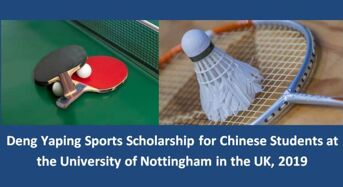 Deng Yaping Sports funding for Chinese Students in the UK, 2019