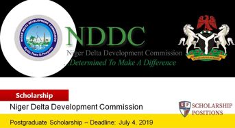 NDDC Postgraduate Foreign Scholarship in Nigeria, 2019