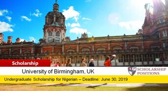 University of Birmingham SI-UK Nigeria Outstanding Achievement Scholarships, 2019