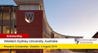 Western Sydney University Research Scholarships in Australia, 2019-2020