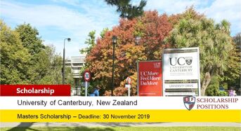 University of Canterbury Francis Small Scholarship in New Zealand, 2020