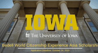 Bedell World Citizenship Experience Asia Scholarship at University of Iowa, USA