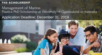 Management of Marine Plastics PhD funding for Home and International at University of Queensland in Australia