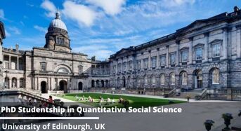 PhD Studentship in Quantitative Social Science at University of Edinburgh, UK