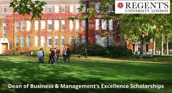 Dean of Business & Management’s Excellence Scholarships at Regent’s University London, UK