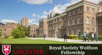 Royal Society Wolfson Fellowship for UK and EU Students at University of Leicester, 2020
