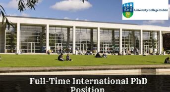 Full-TimeInternational PhD Position at University College Dublin in Ireland, 2020
