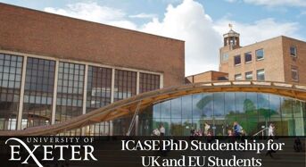 ICASE PhD Studentship for UK and EU Students at University of Exeter, 2020