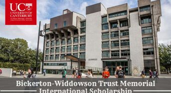 Bickerton-WiddowsonTrust Memorial International Scholarship at University of Canterbury in New Zealand, 2020
