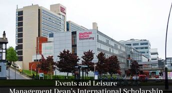 Events and Leisure Management Dean’s International Scholarship at Sheffield Hallam University, 2020