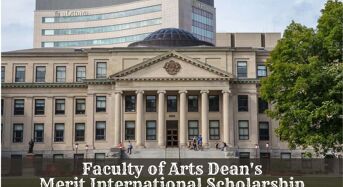 Faculty of Arts Dean’s Merit International Scholarship at University of Ottawa in Canada, 2020