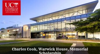 University of Canterbury International Charles Cook, Warwick House, Memorial Scholarship in New Zealand