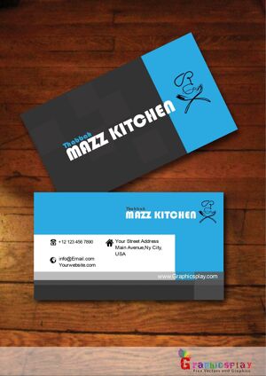 Black and Blue Business Card Vector for Food and Catering 3