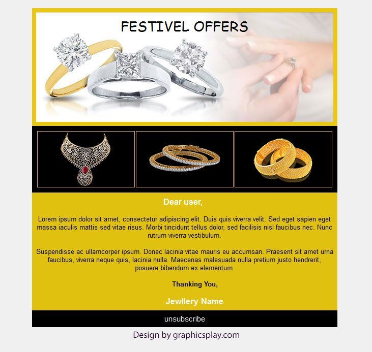 Jewellery Shop HTML Email Newsletter Template ID - 2859 - GraphicsPlay